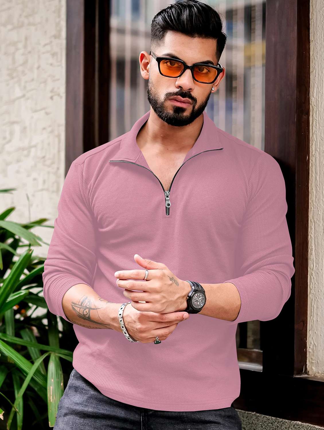 men textured long sleeves polo t-shirt - 22572184 -  Standard Image - 2