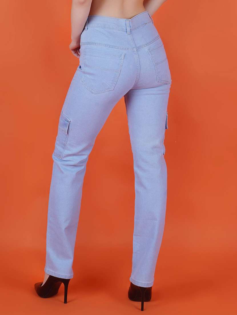 women solid id rise cargo jeans - 22572948 -  Standard Image - 2