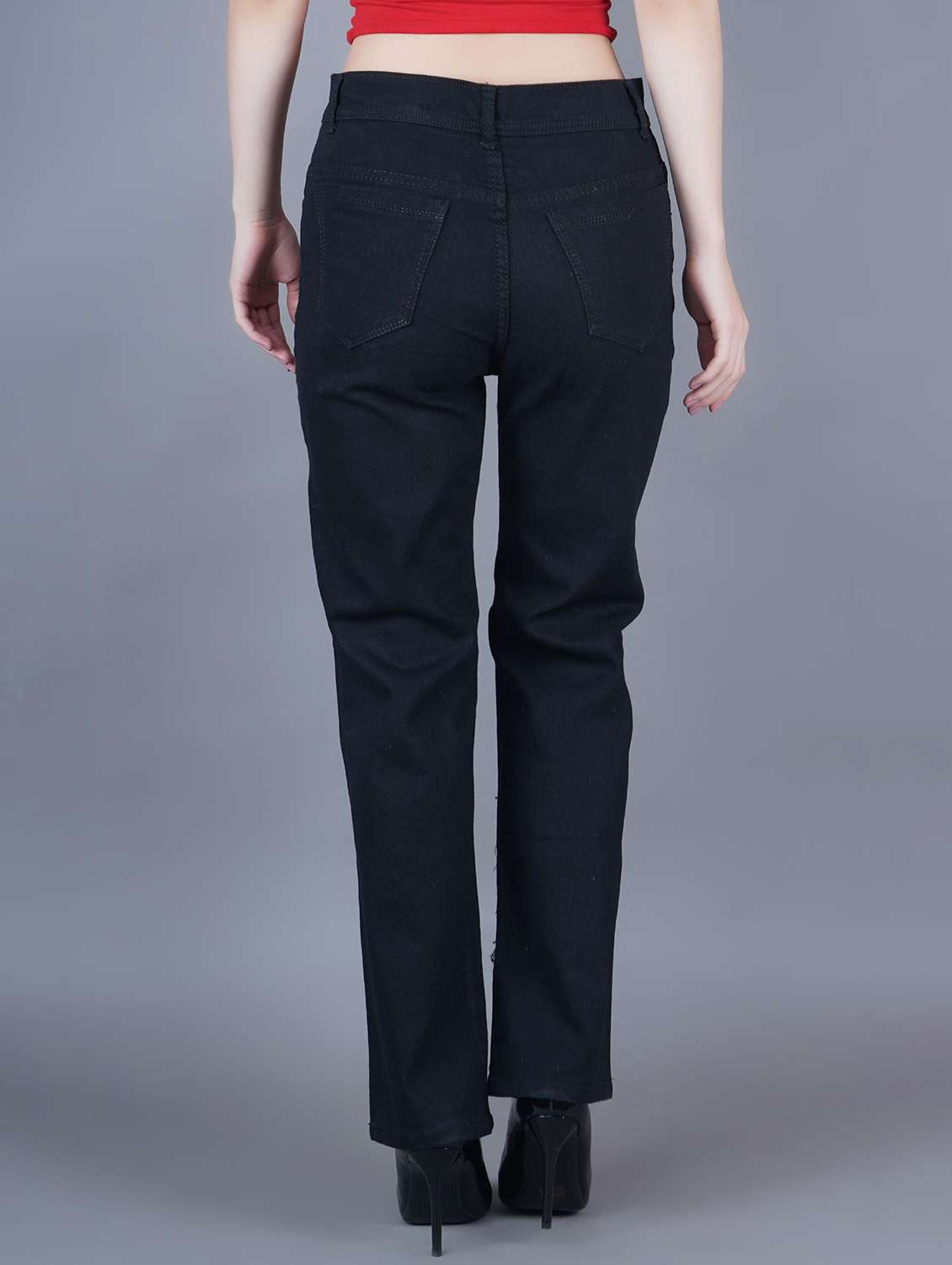 women slashed knee mid rise straight jeans - 22573055 -  Standard Image - 2