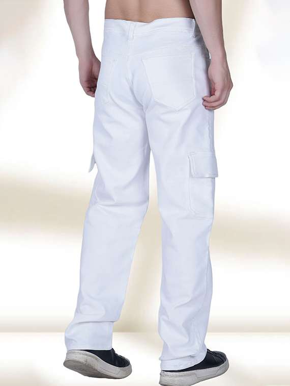 men solid mid rise cargo jeans - 22573111 -  Standard Image - 2