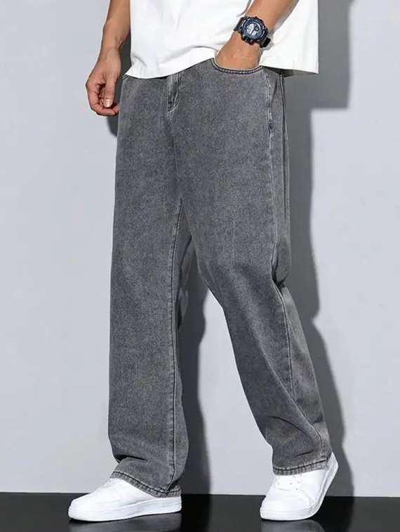 men washed mid rise straight jeans - 22573138 -  Standard Image - 2