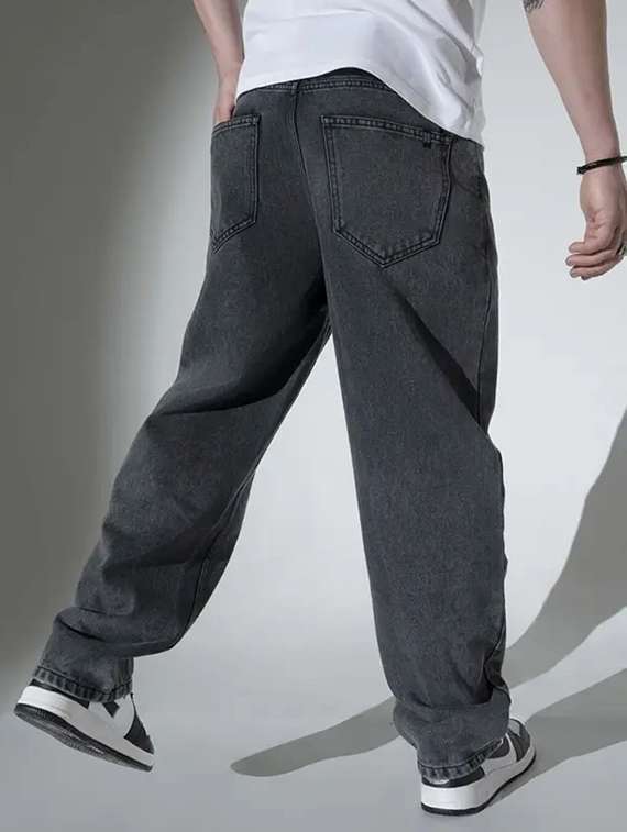 men washed mid rise baggy jeans - 22573185 -  Standard Image - 2