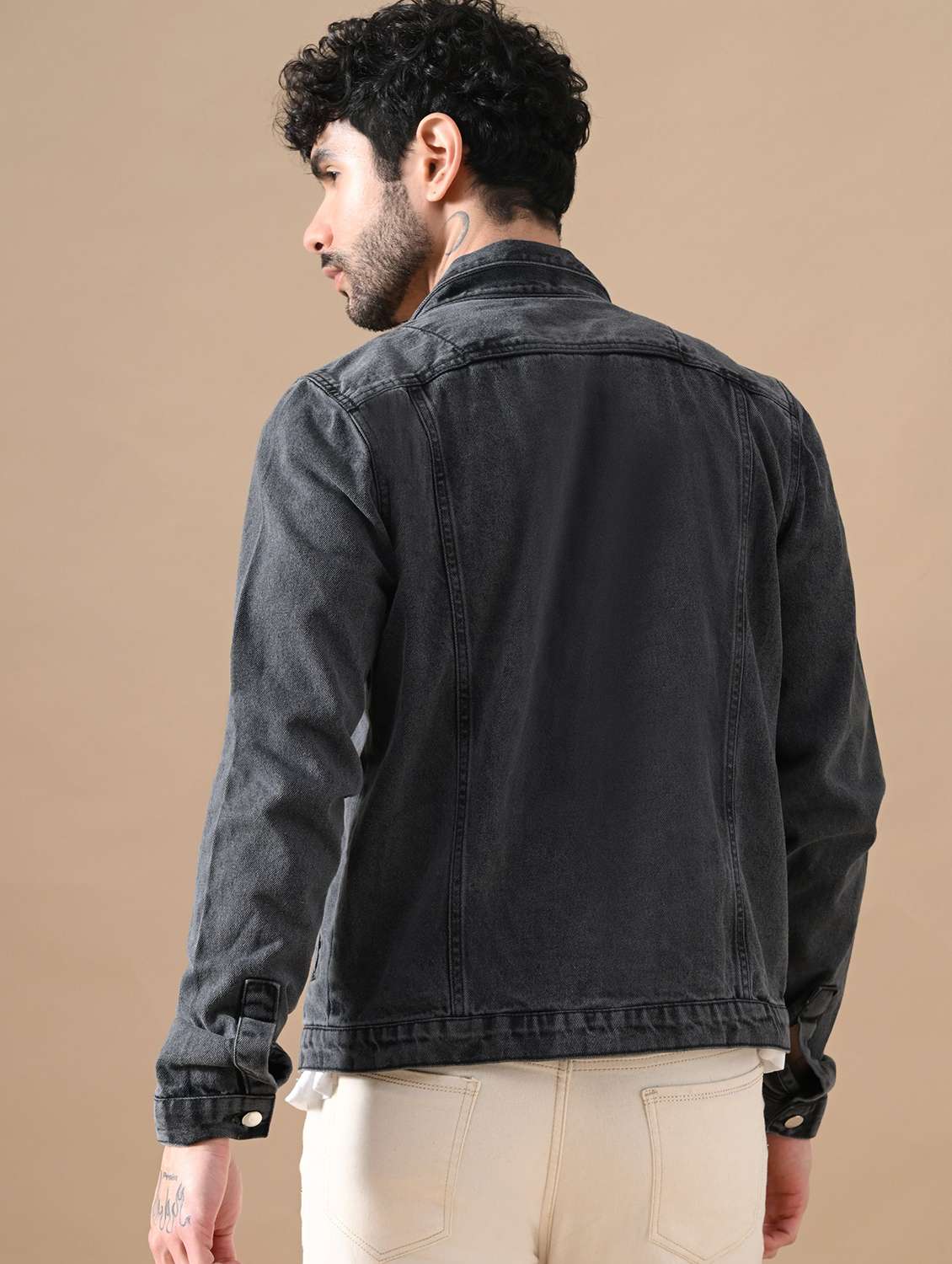 men washed long sleeves denim jacket - 22573196 -  Standard Image - 2