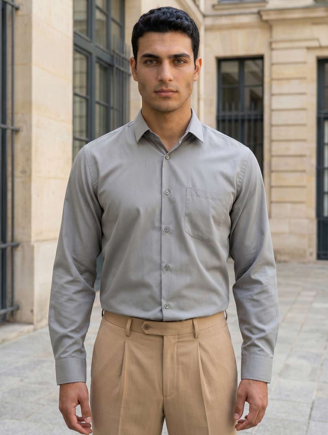 men solid long sleeves formal shirt - 22574293 -  Standard Image - 2