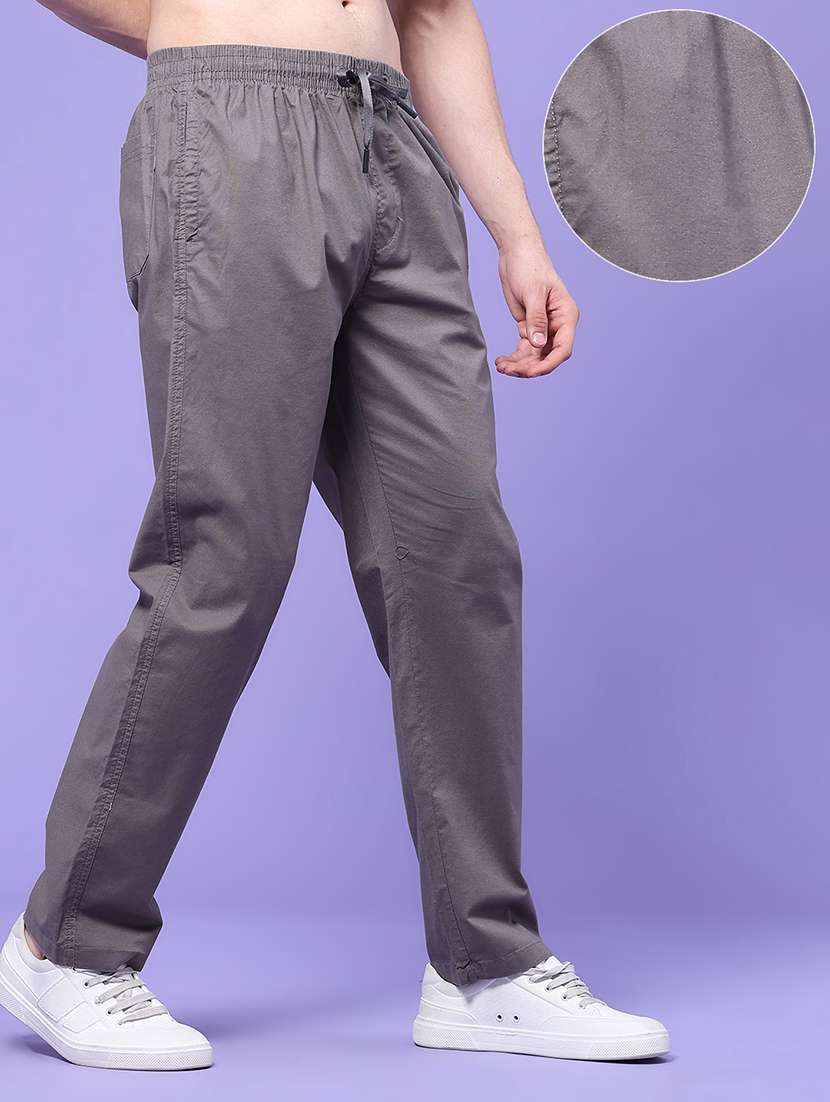 Men Solid Mid Rise Full Length Track Pant - 22574354 -  Standard Image - 2