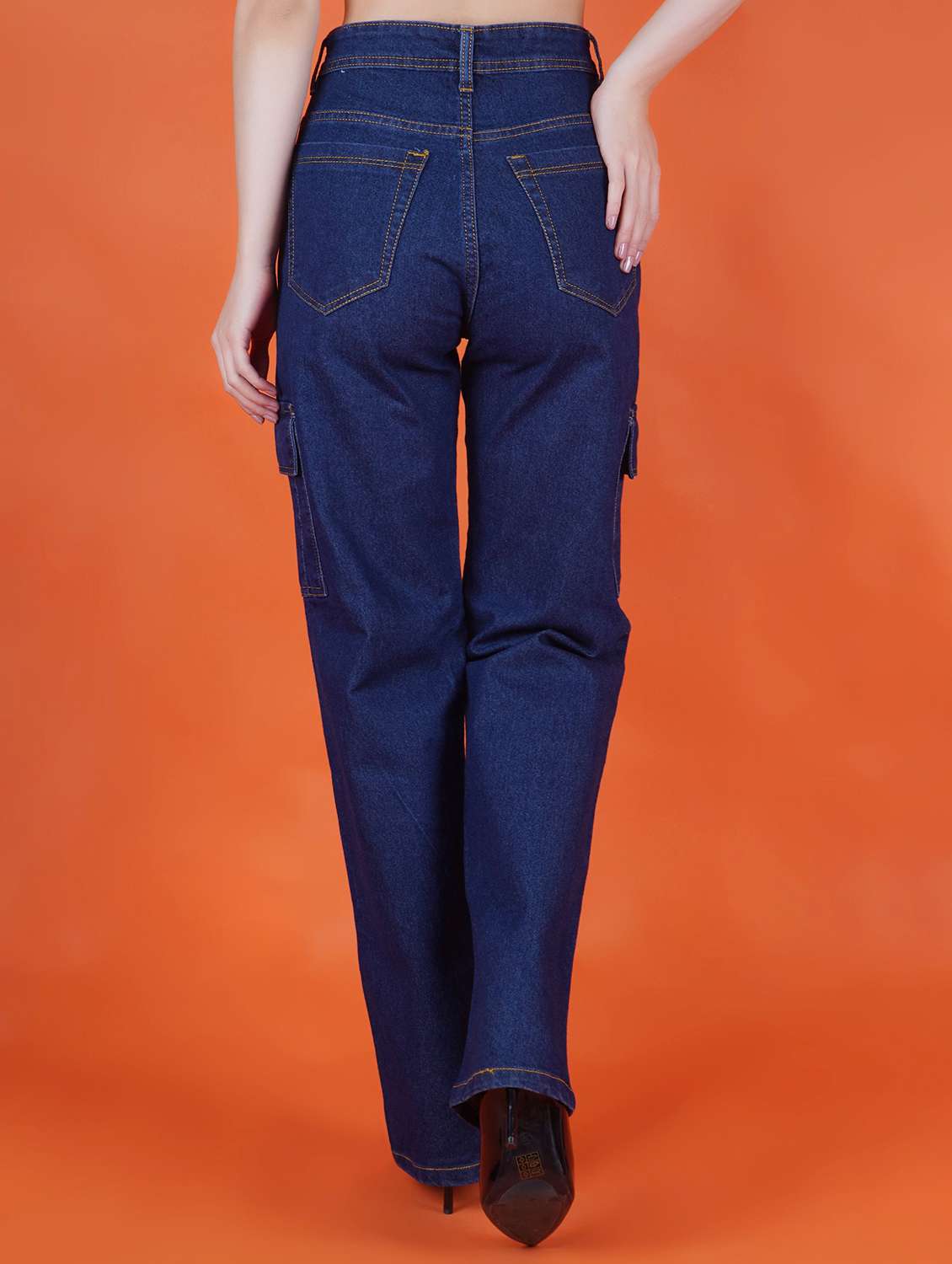 women solid mid rise regular fit cargo jeans - 22575168 -  Standard Image - 2