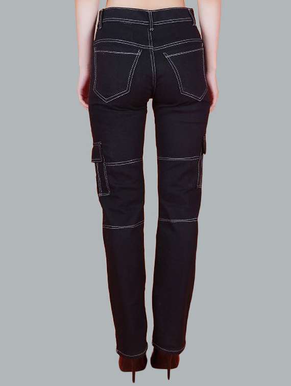 women solid mid rise regular fit cargo jeans - 22575193 -  Standard Image - 2