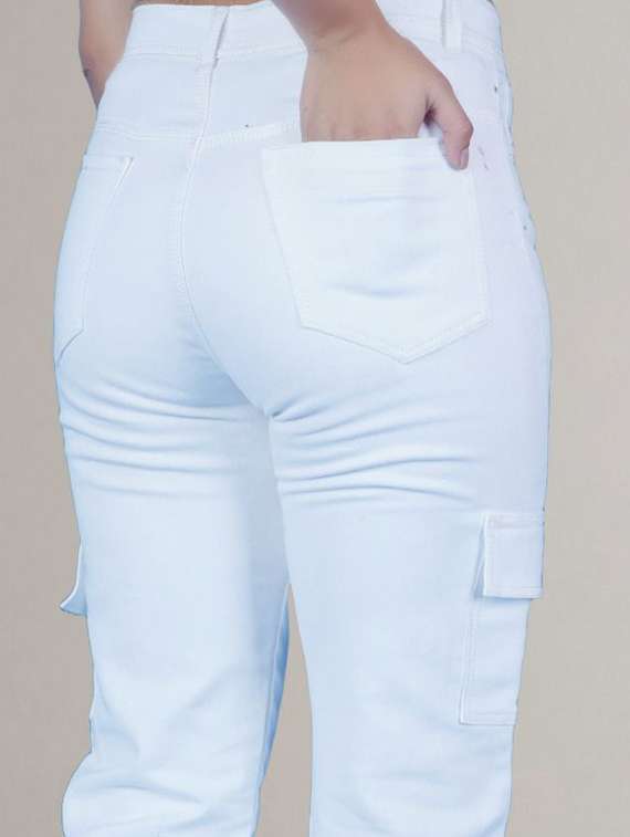 women solid mid rise slim fit cargo jeans - 22575281 -  Standard Image - 2