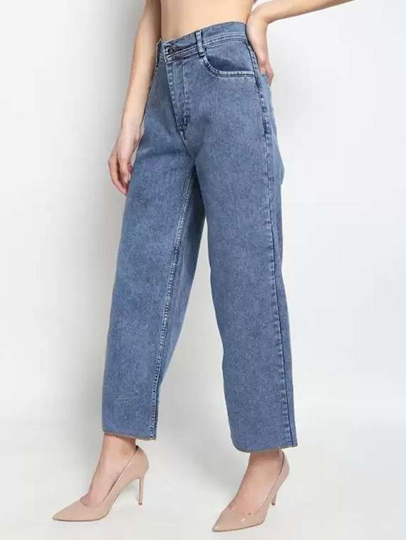 women washed high rise wide leg jeans - 22575321 -  Standard Image - 2