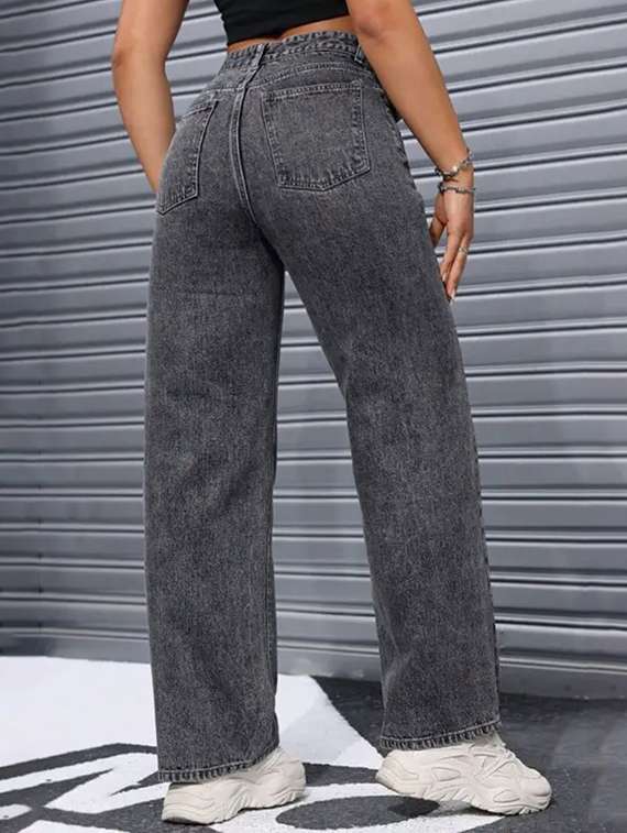 women washed mid rise straight jeans - 22575399 -  Standard Image - 2