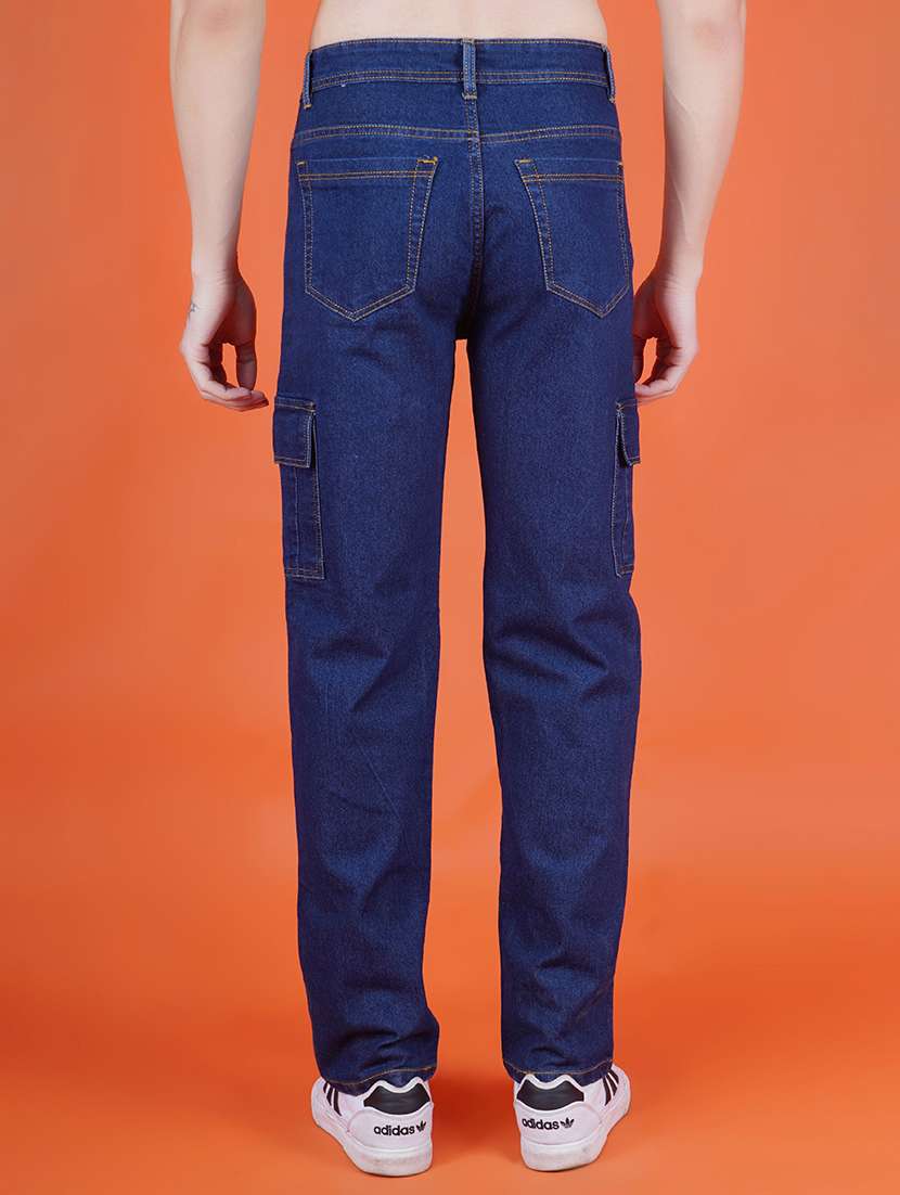 men solid mid rise regular fit cargo jeans - 22575475 -  Standard Image - 2