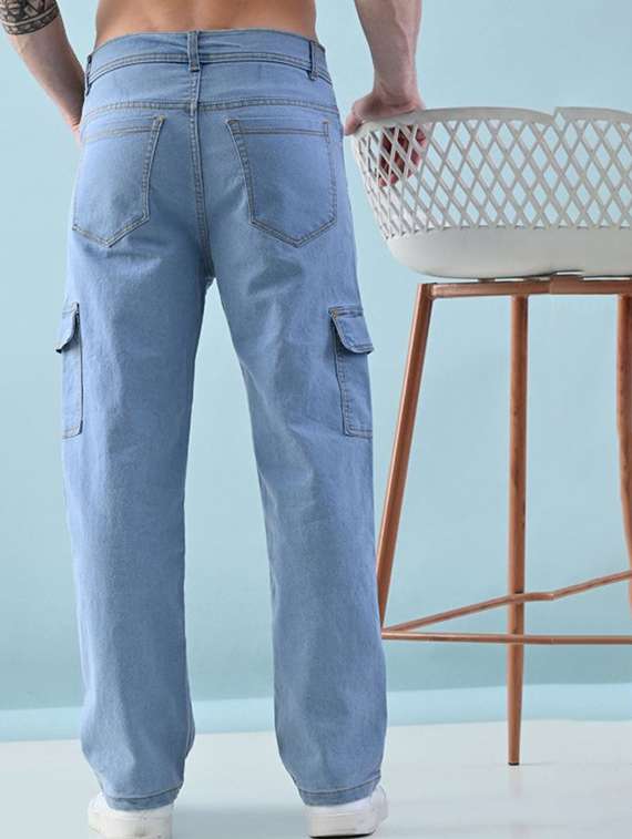 men solid mid rise cargo jeans - 22575565 -  Standard Image - 2