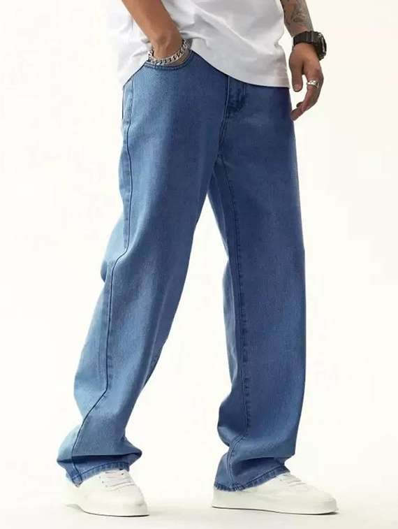 men solid mid rise straight jeans