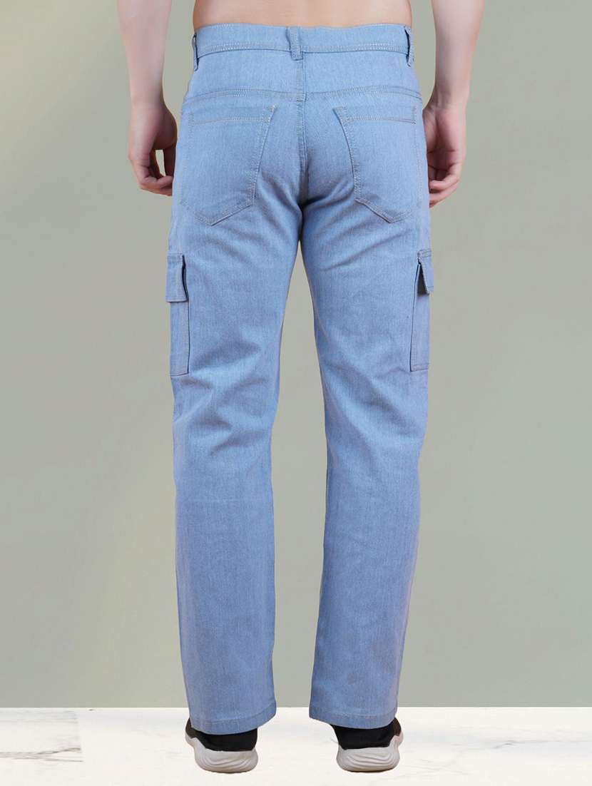 men solid mid rise regular fit cargo jeans - 22575954 -  Standard Image - 2