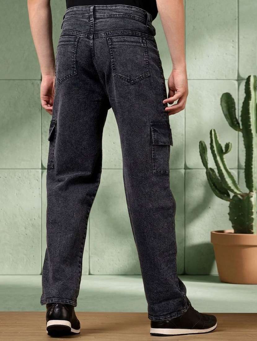 Men Washed Mid Rise Cargo Jeans - 22575971 -  Standard Image - 2
