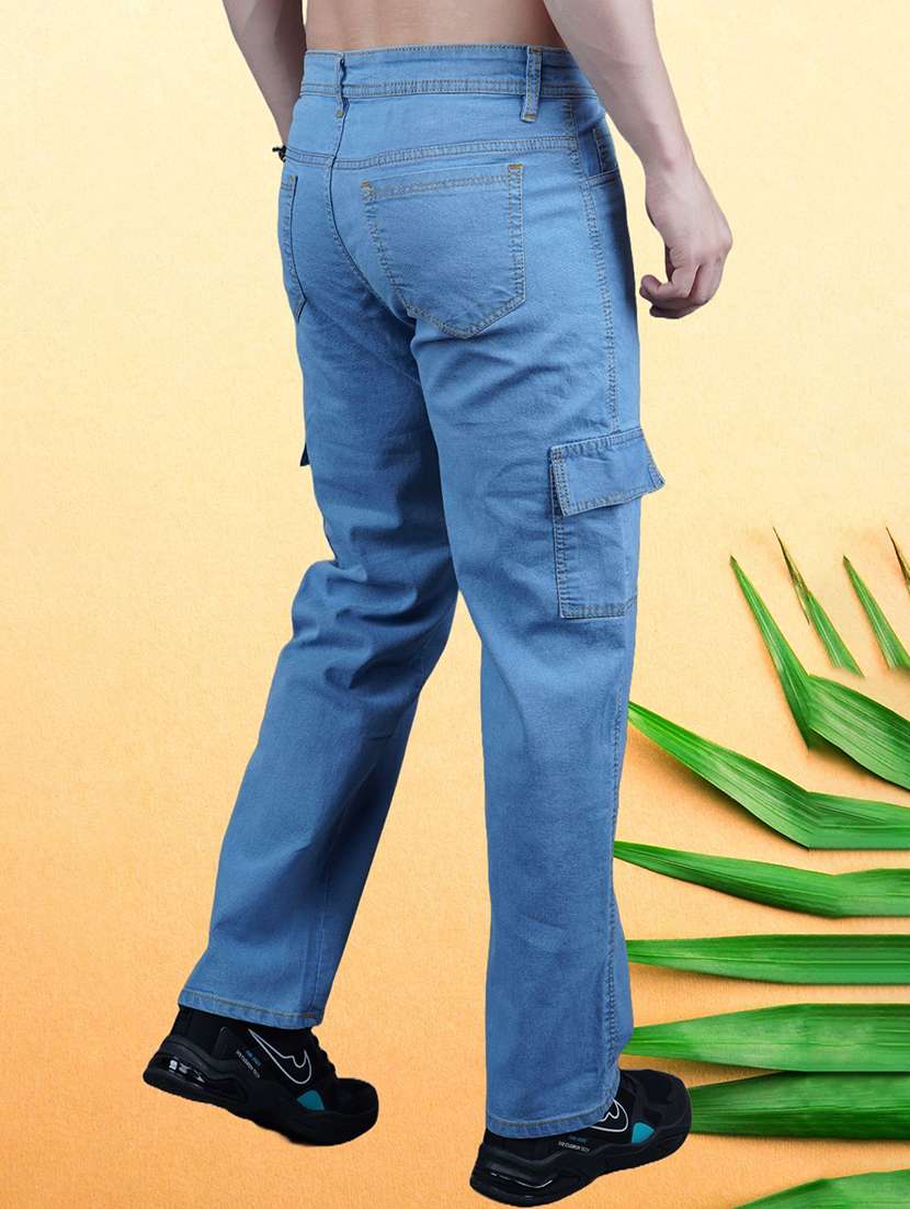men solid mid rise cargo jeans - 22576058 -  Standard Image - 2