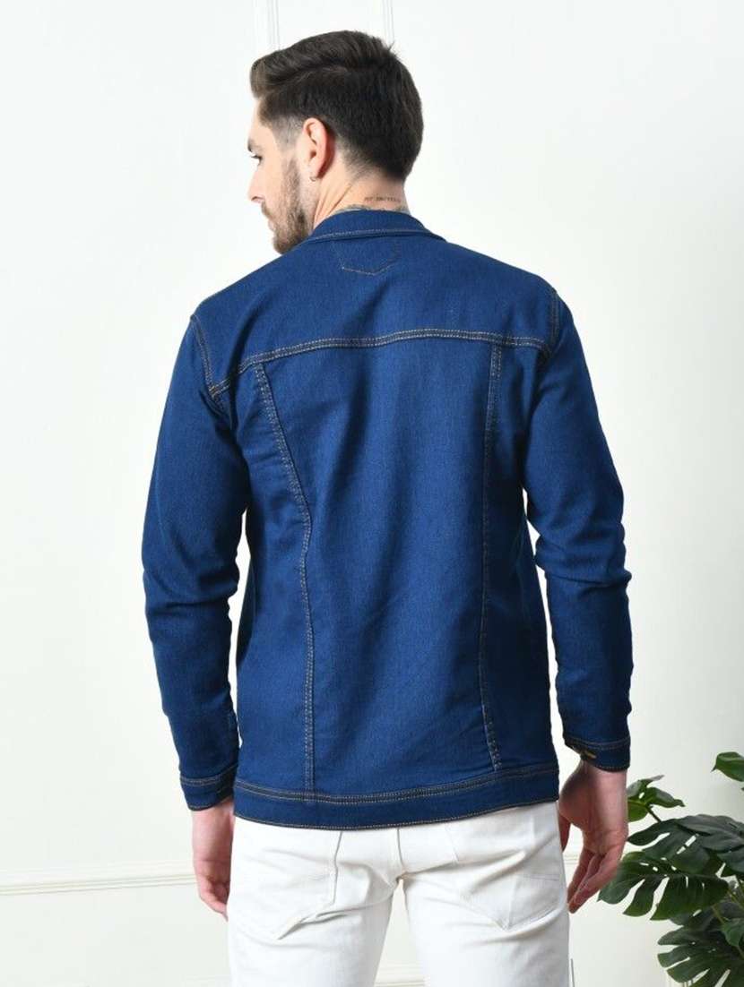 Men Solid Long Sleeves Denim Jacket - 22576084 -  Standard Image - 2