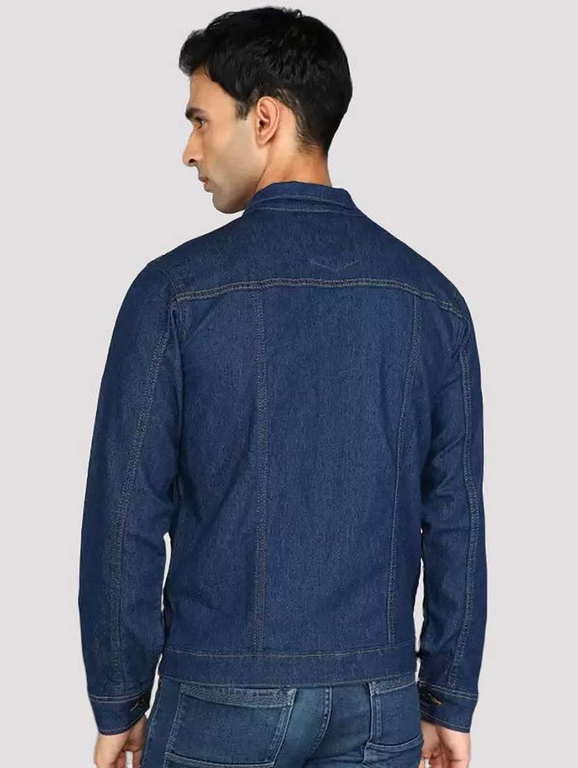 Men Solid Long Sleeves Regular Fit Denim Jacket - 22576101 -  Standard Image - 2
