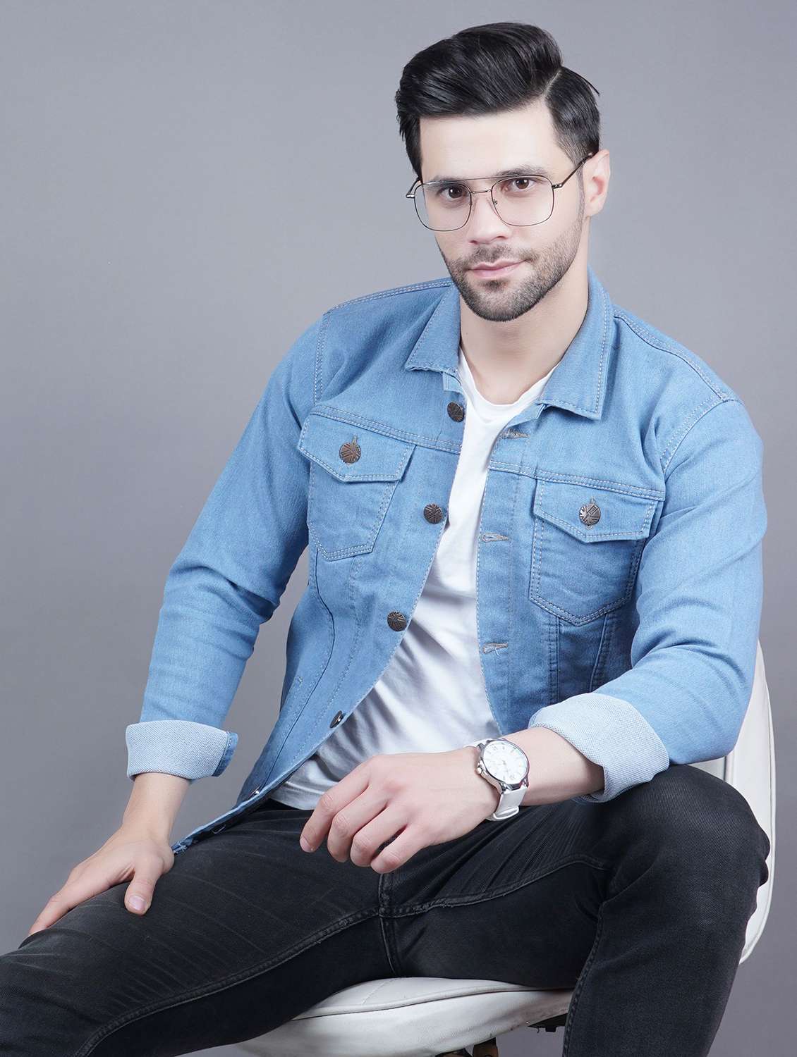 men solid long sleeves regular fit denim jacket - 22576102 -  Standard Image - 2