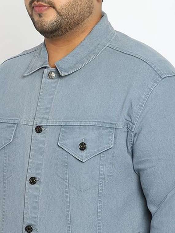 Men Solid Long Sleeves Regular Fit Denim Jacket - 22576119 -  Standard Image - 2
