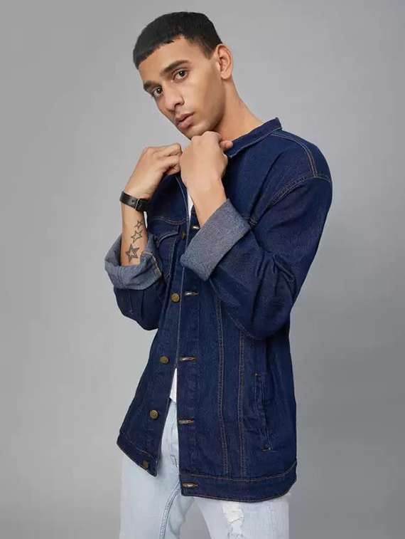 Men Solid Long Sleeves Denim Jacket - 22576125 -  Standard Image - 2