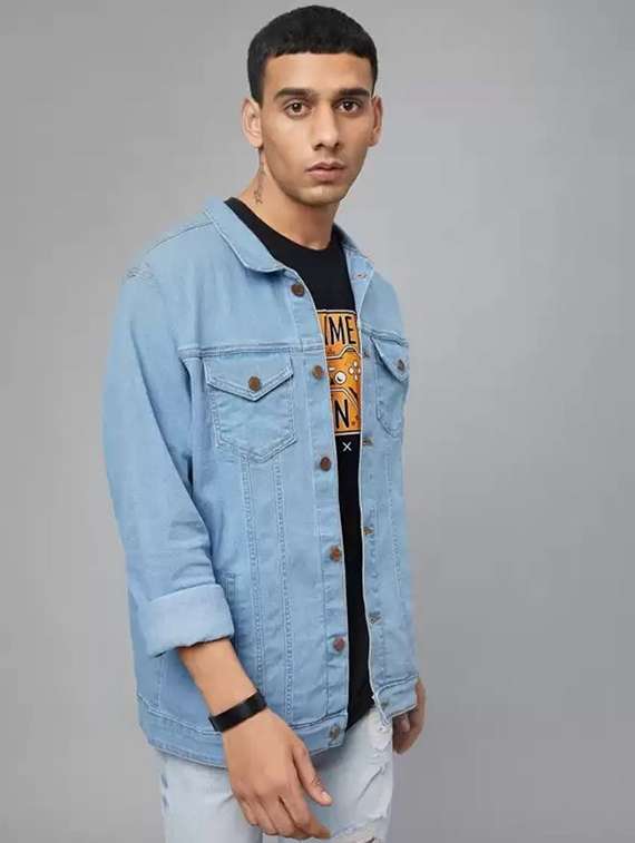 Men Solid Long Sleeves Denim Jacket - 22576133 -  Standard Image - 2