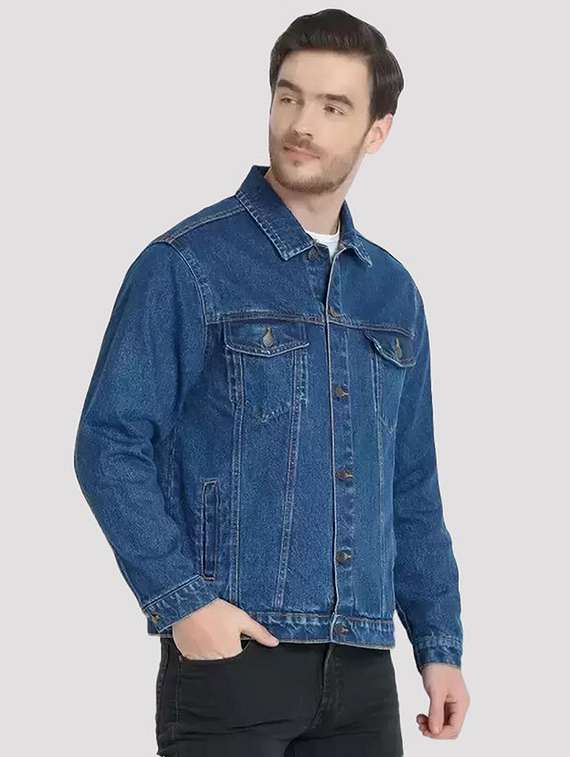 Men Solid Long Sleeves Denim Jacket - 22576173 -  Standard Image - 2