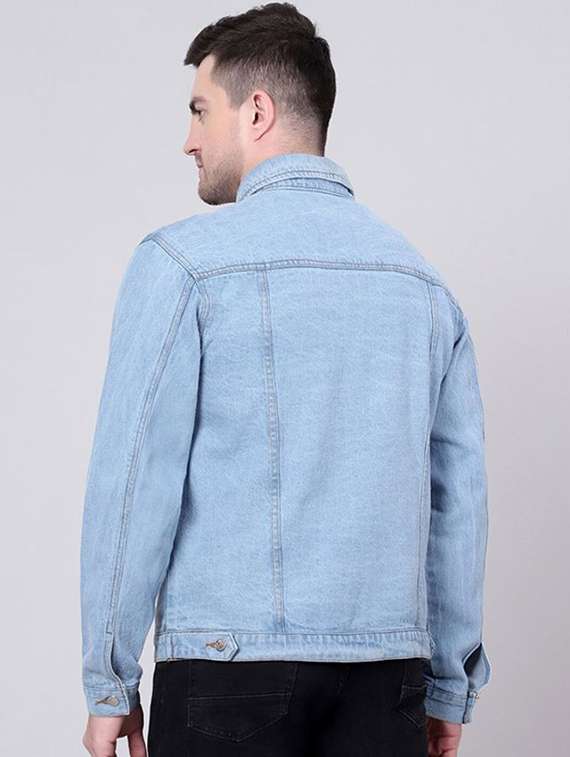 men washed long sleeves denim jacket - 22576208 -  Standard Image - 2