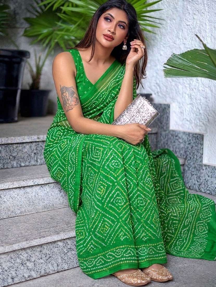 women bandhani printed saree with blouse - 22576686 -  Standard Image - 2