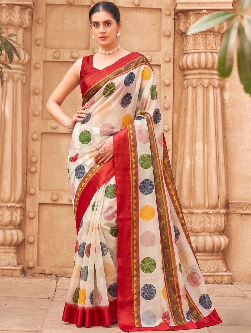 women printed casual wear saree with blouse