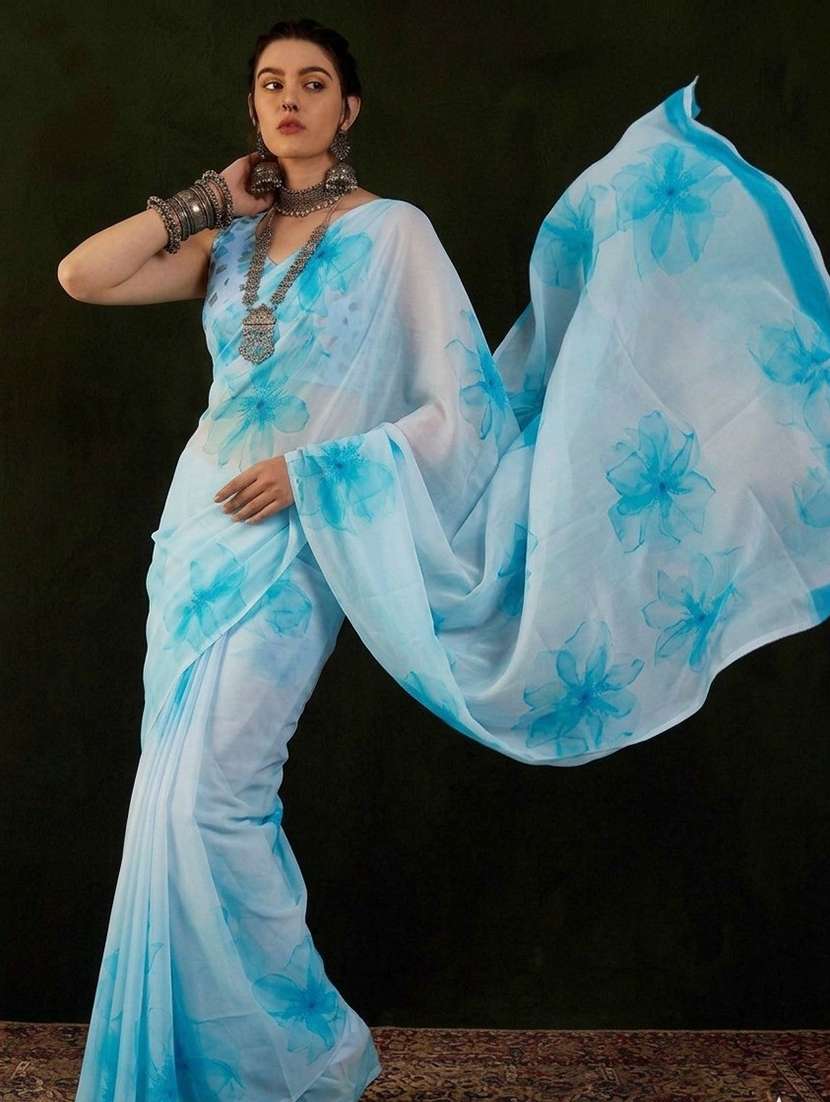 women printed casual wear saree with blouse - 22576720 -  Standard Image - 2