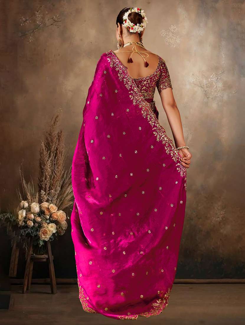 women solid with work embroidered saree with blouse - 22576768 -  Standard Image - 2