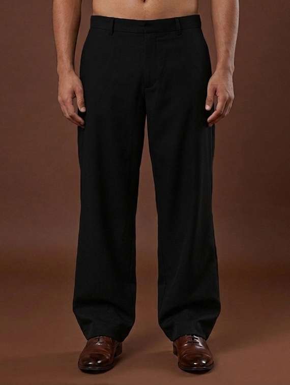 Men Solid Mid Rise Flat Front Trouser - 22576806 -  Standard Image - 2