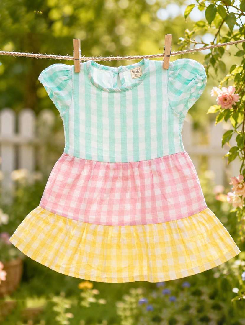 girls printed round neck tiered frock - 22576819 -  Standard Image - 2