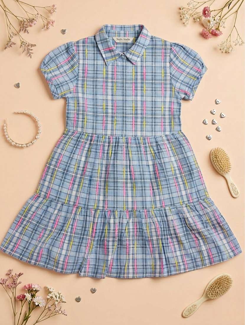 girls printed collared tiered frock - 22576821 -  Standard Image - 2