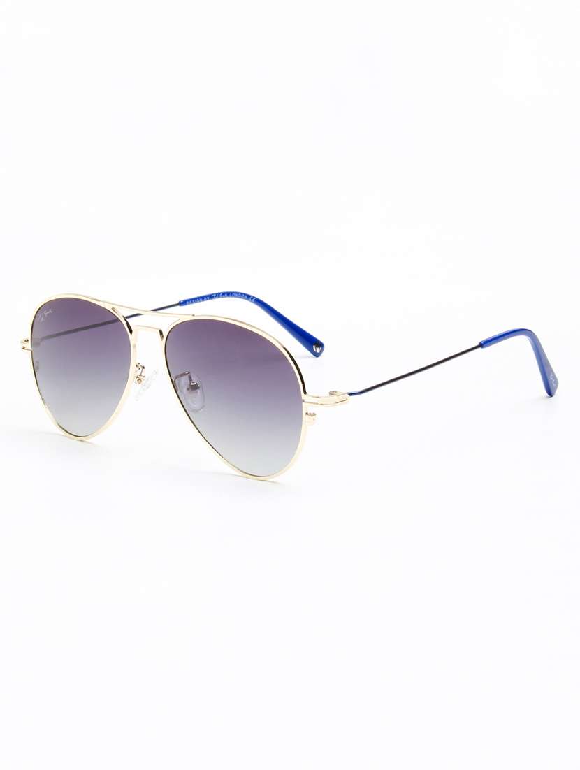 ted smith unisex aviator gold-grey graded metal sunglasses with polarised lens - 22576918 -  Standard Image - 2