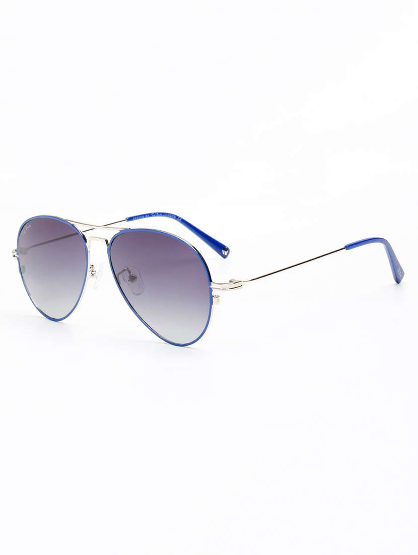 ted smith unisex aviator silver-blue-grey graded metal sunglasses with polarised lens - 22576919 -  Standard Image - 2