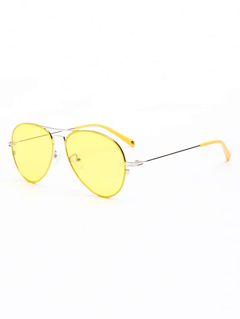 ted smith unisex aviator silver-yellow-yellow metal sunglasses with polarised lens - 22576920 -  Standard Image - 2