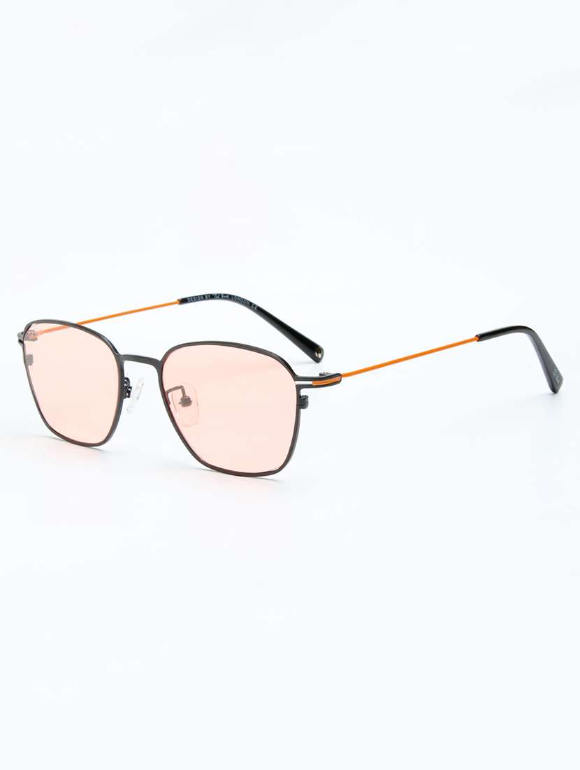 ted smith unisex wayfarer black-orange metal sunglasses with polarised lens - 22576927 -  Standard Image - 2