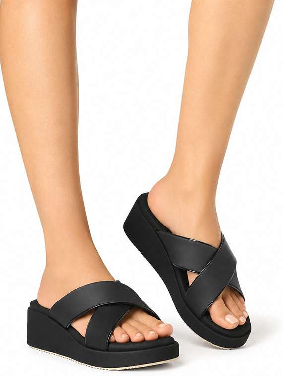 Women Solid Slip On Wedges - 22576960 -  Standard Image - 2