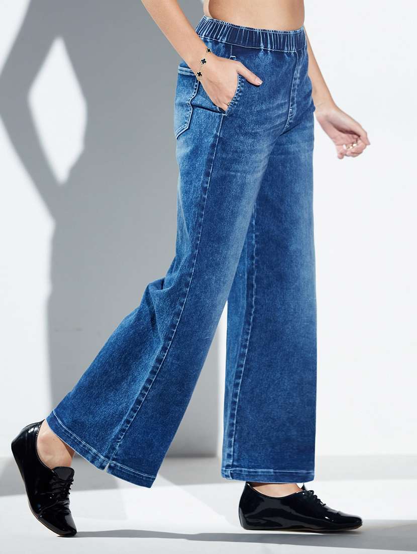 women washed high rise wide leg jeans - 22576984 -  Standard Image - 2