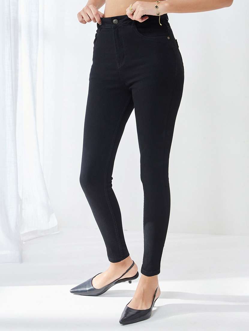 women solid high rise skinny jeans - 22576991 -  Standard Image - 2