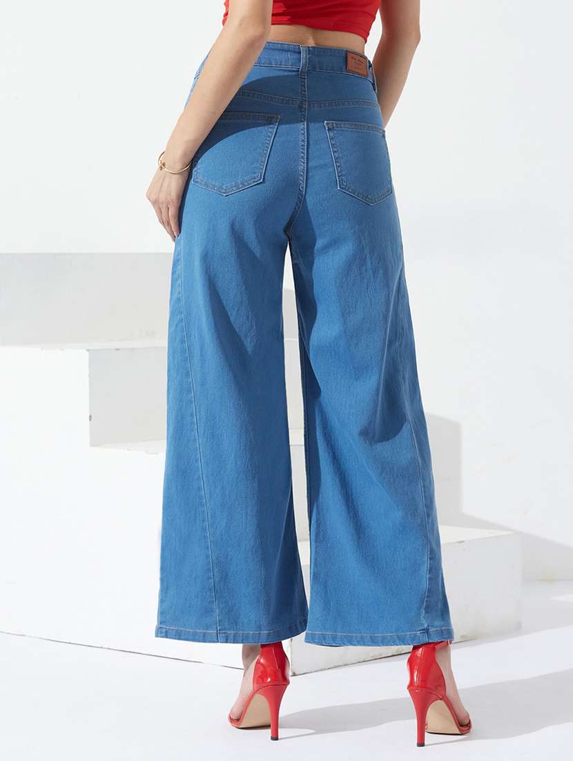women solid high rise wide leg jeans - 22577066 -  Standard Image - 2