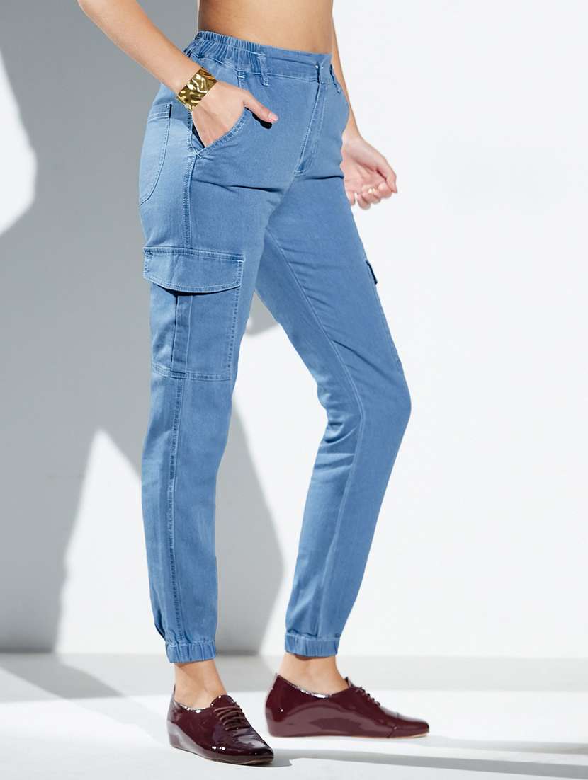 women solid high rise jogger - 22577069 -  Standard Image - 2