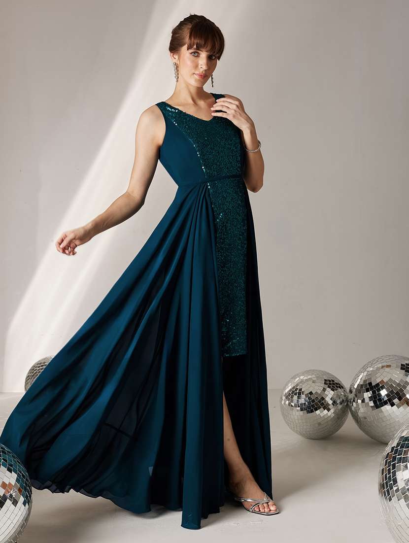 women sequined sleeveless fit and flare dress - 22577129 -  Standard Image - 2