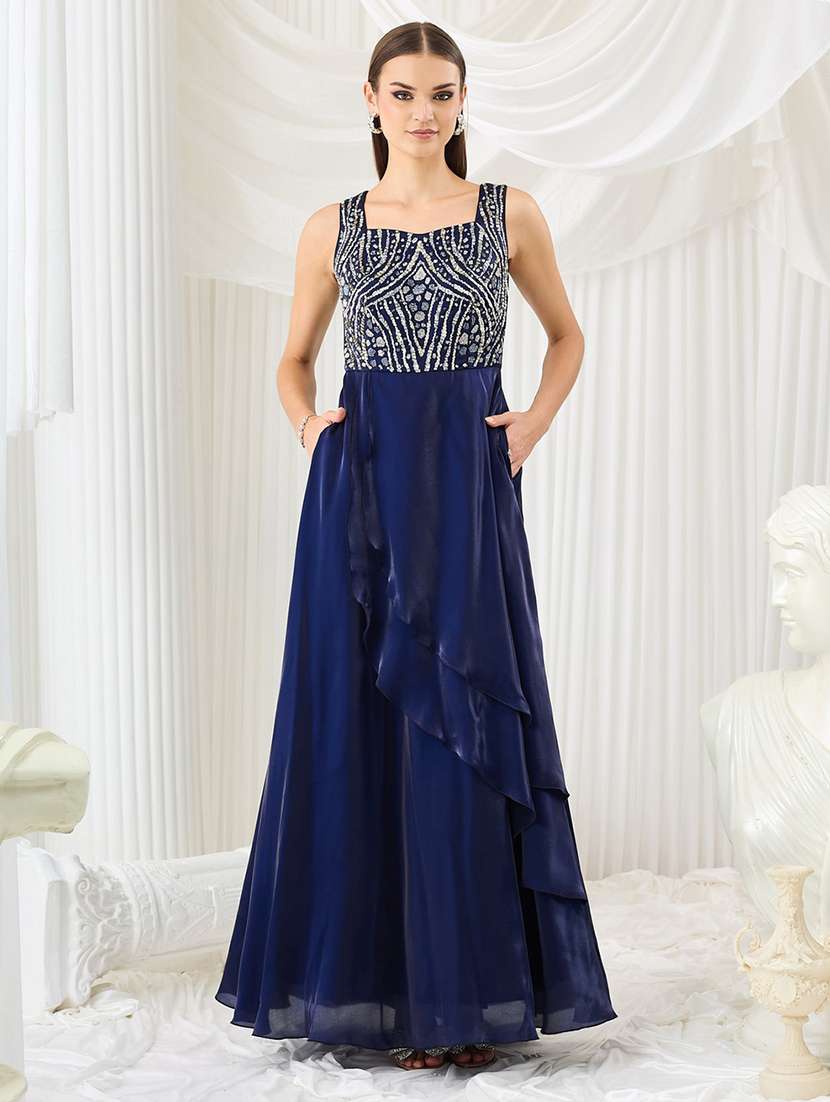 women embellished sleeveless layered gown - 22577148 -  Standard Image - 2