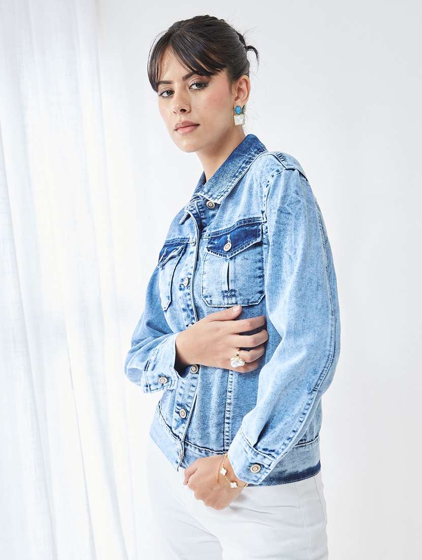 women washed long sleeves denim jacket - 22577166 -  Standard Image - 2