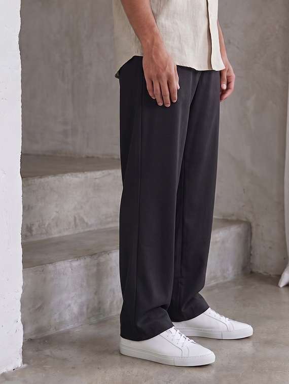 Men Solid Mid Rise Flat Front Trouser - 22577178 -  Standard Image - 2