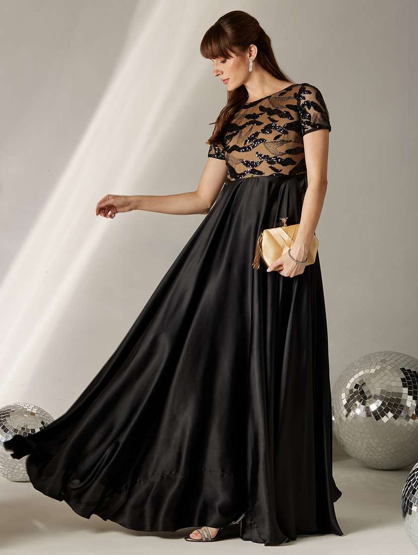 women embroidered short sleeves fit and flare dress