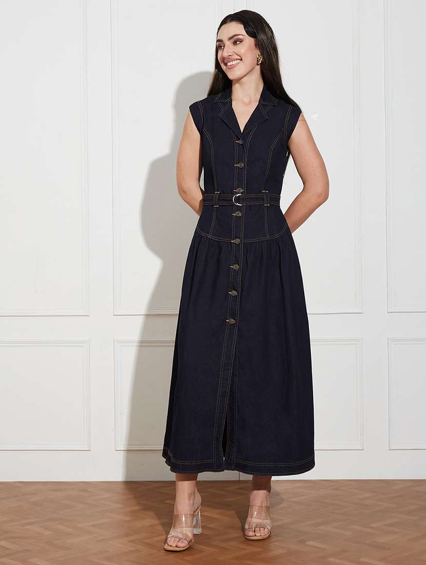 women solid sleeveless a-line dress - 22577188 -  Standard Image - 2
